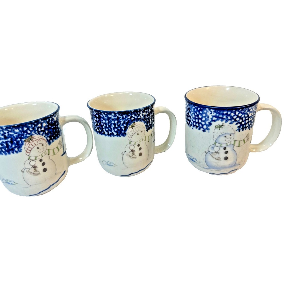 Thomson Pottery Snowman Mug Set of 3